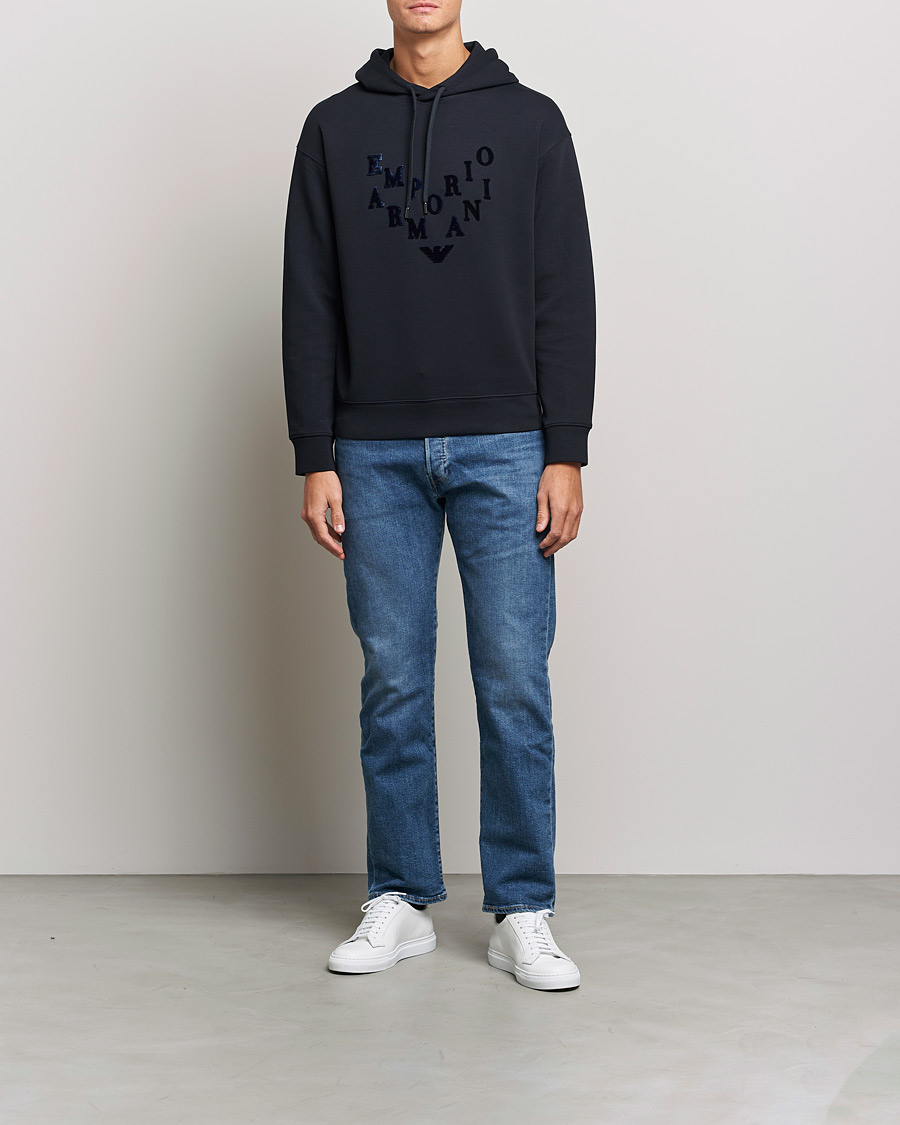 Herr | Tröjor | Emporio Armani | Printed Hoodie Navy