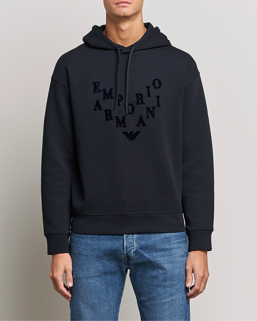 Herr | Tröjor | Emporio Armani | Printed Hoodie Navy