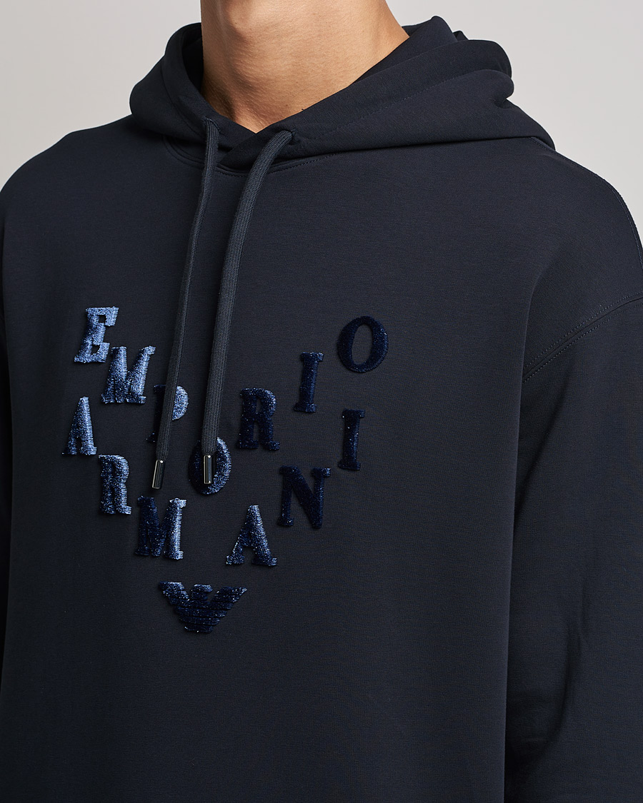 Herr | Tröjor | Emporio Armani | Printed Hoodie Navy