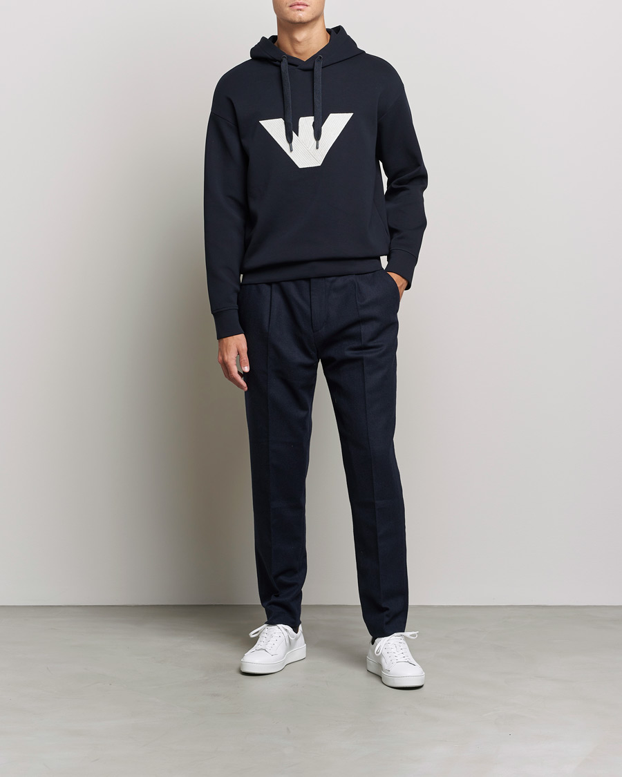 Herr | Tröjor | Emporio Armani | Cotton Eagle Hoodie Navy