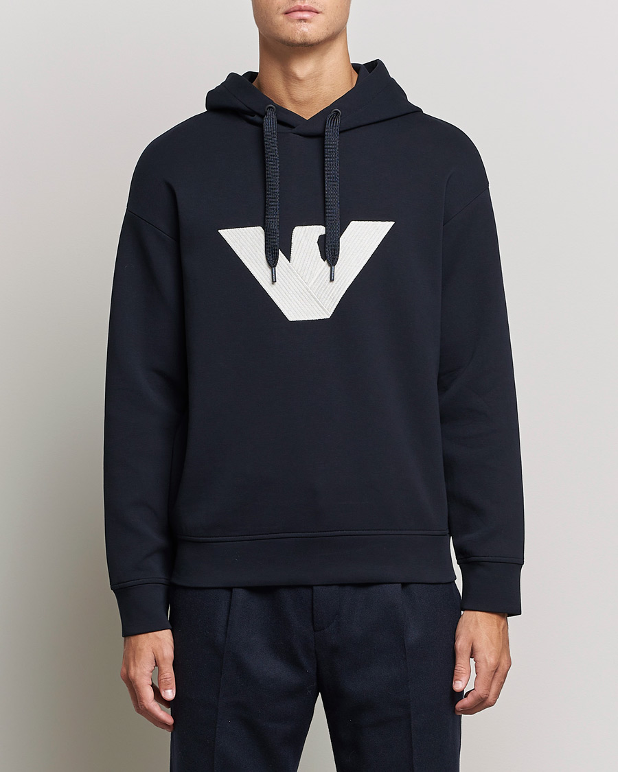 Herr | Tröjor | Emporio Armani | Cotton Eagle Hoodie Navy