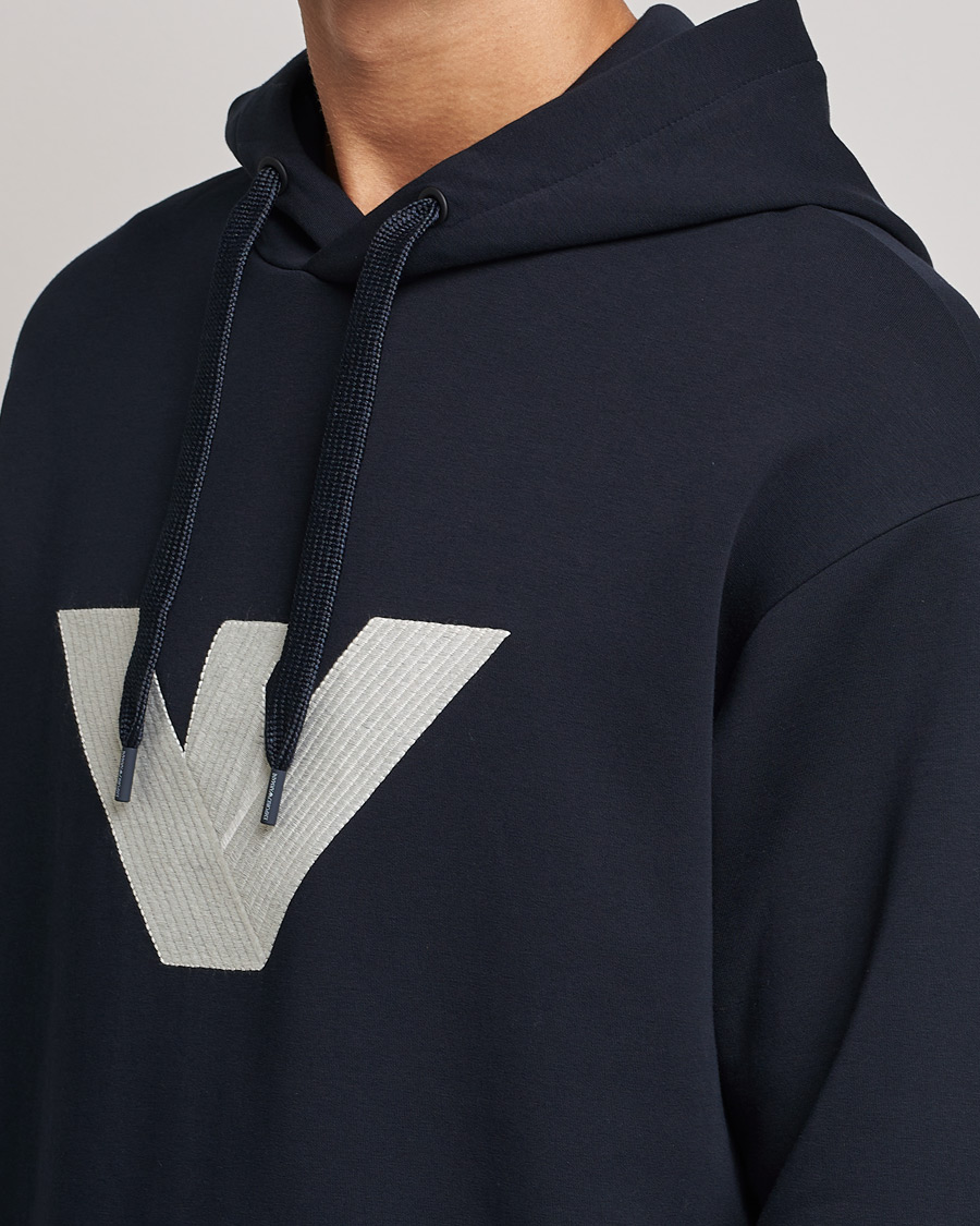 Herr | Tröjor | Emporio Armani | Cotton Eagle Hoodie Navy