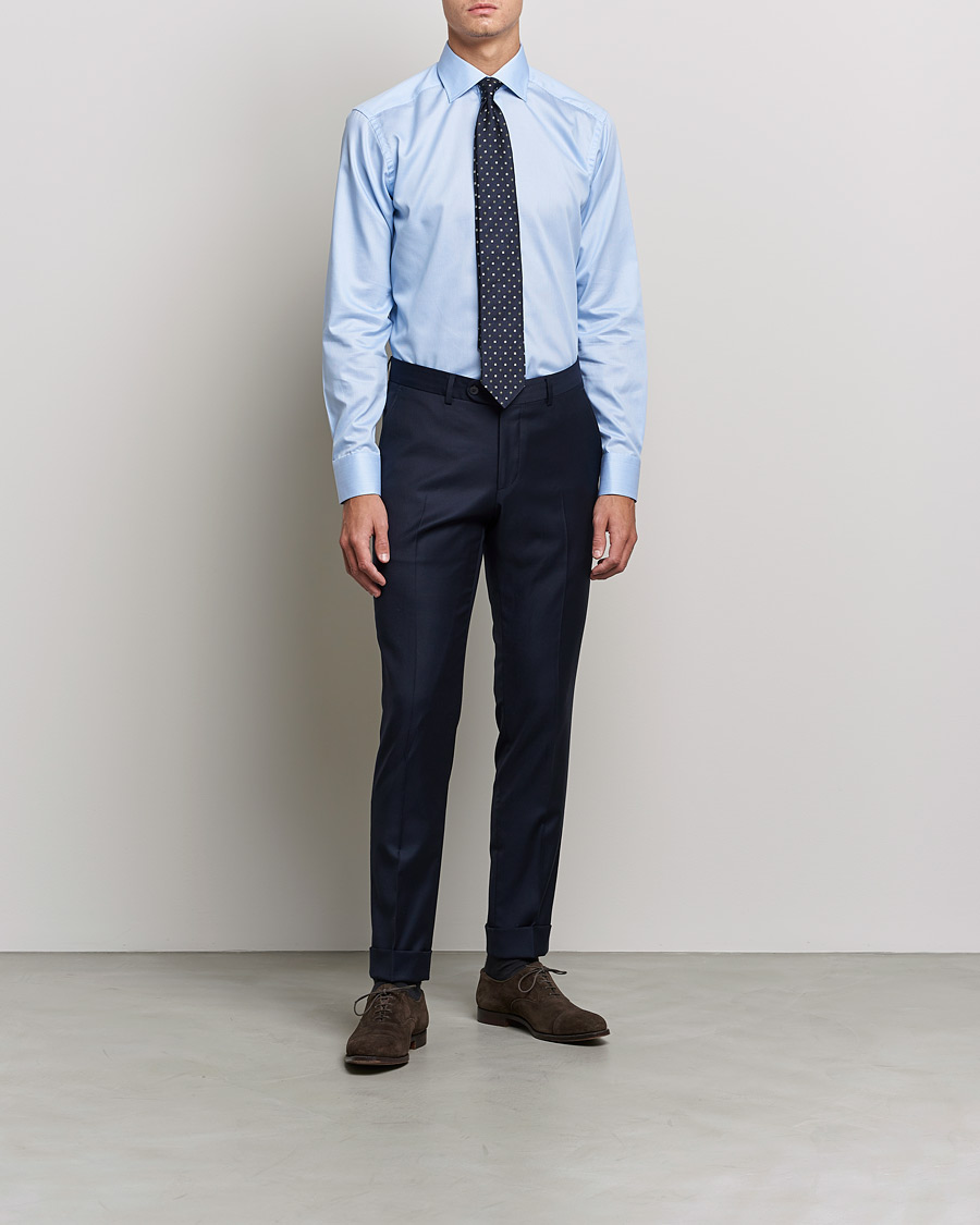 Herr | Businesskjortor | Eton | Striped Fine Twill Slim Shirt Mid Blue