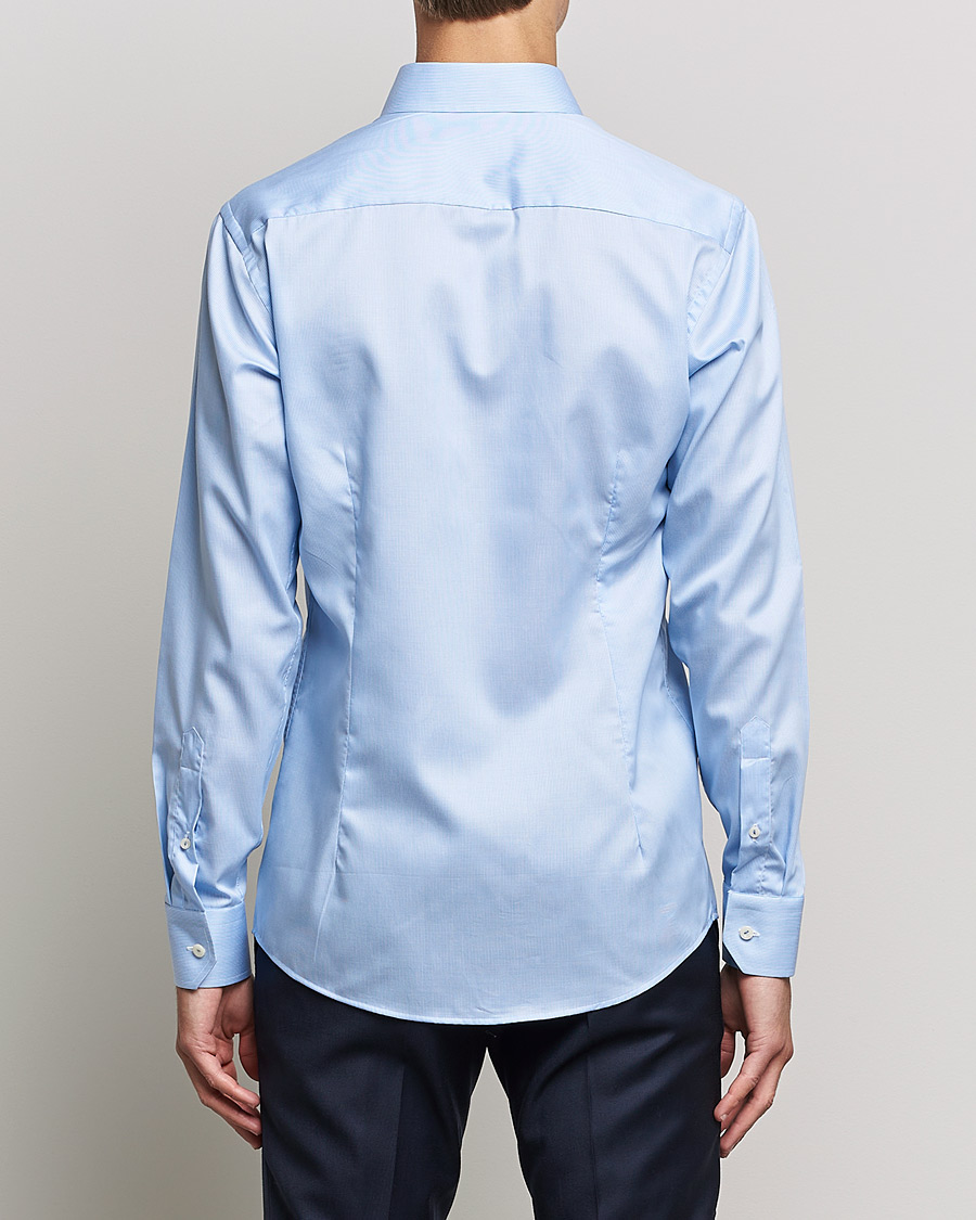 Herr | Skjortor | Eton | Striped Fine Twill Slim Shirt Mid Blue