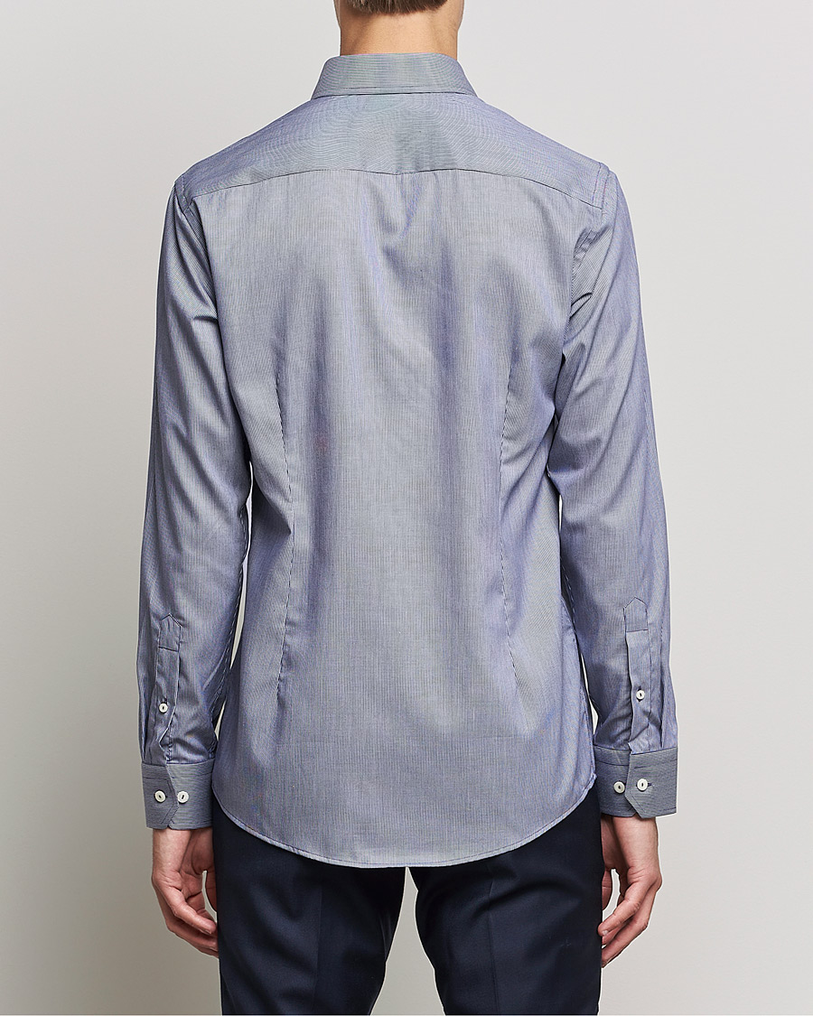 Herr | Skjortor | Eton | Striped Fine Twill Slim Shirt Navy Blue