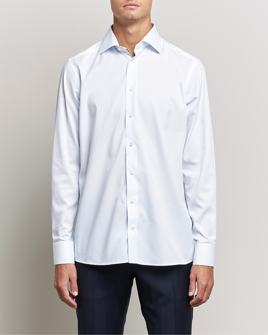 Herr | Skjortor | Eton | Hair line Striped Contemporary Twill Shirt Light Blue