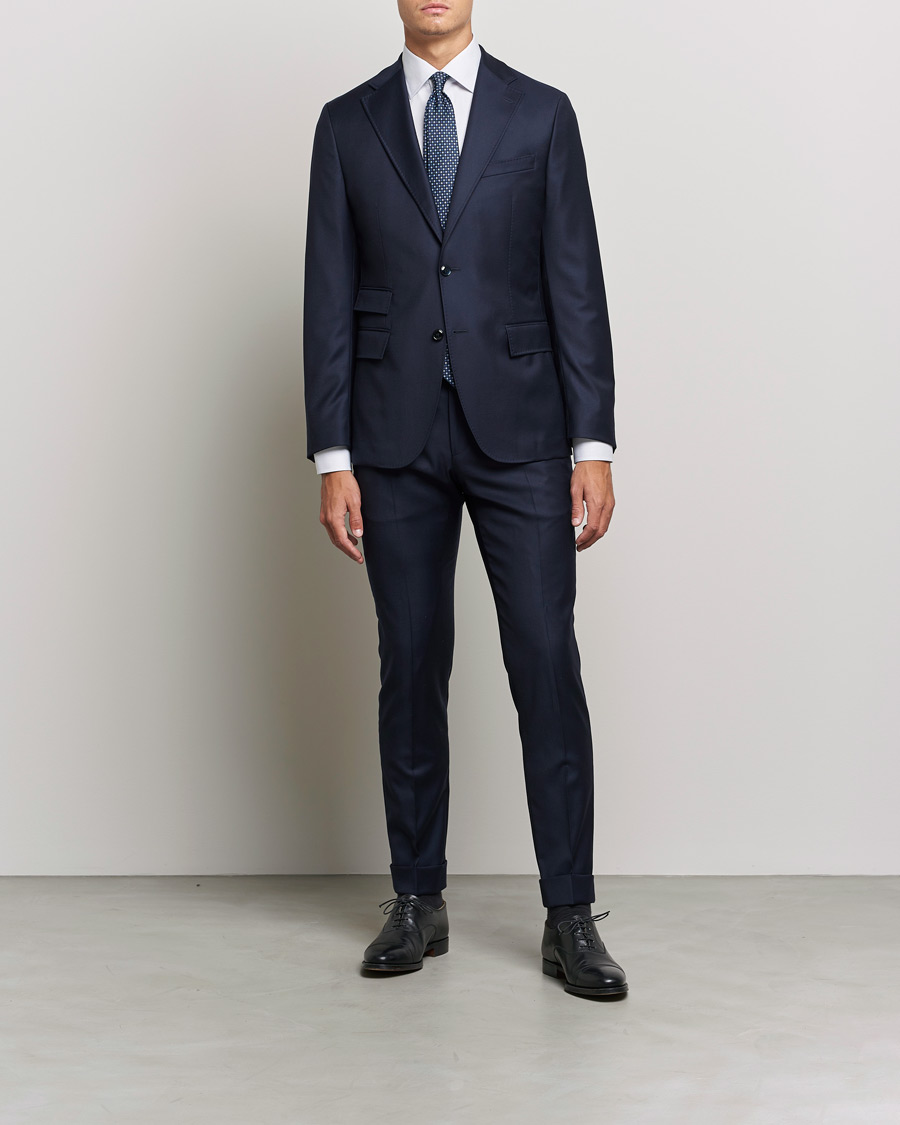 Herr | Skjortor | Eton | Hairline Striped Slim Twill Shirt Navy Blue