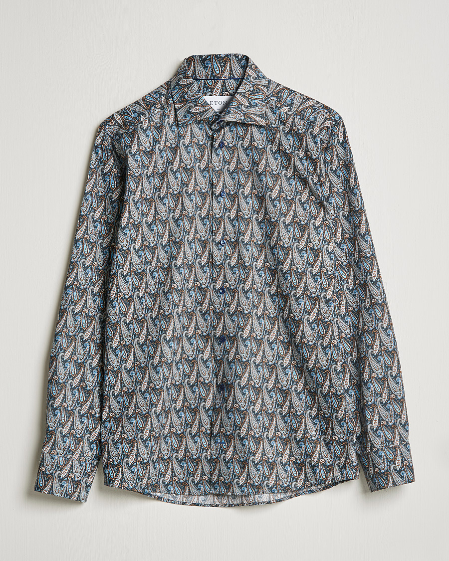 Herr | Skjortor | Eton | Paisley Signature Twill Slim Shirt Navy Blue