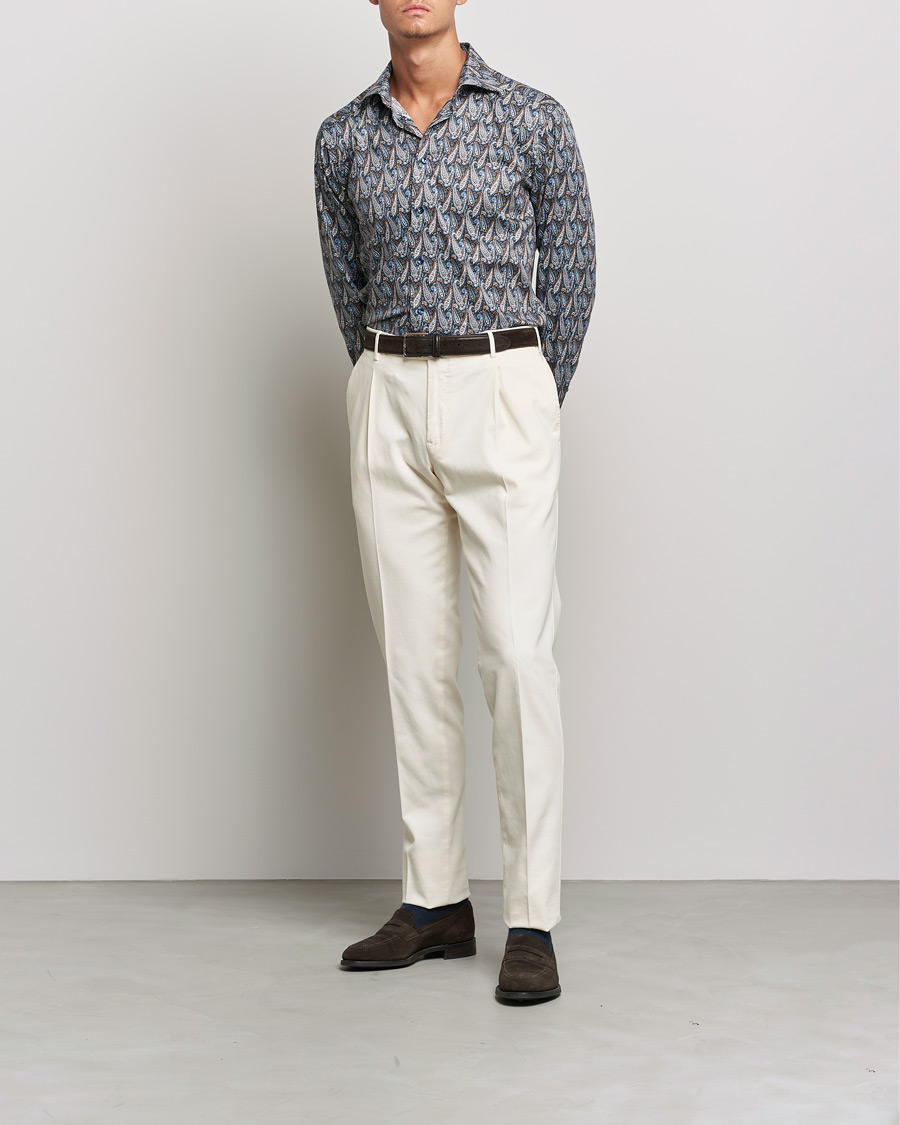Herr | Skjortor | Eton | Paisley Signature Twill Slim Shirt Navy Blue
