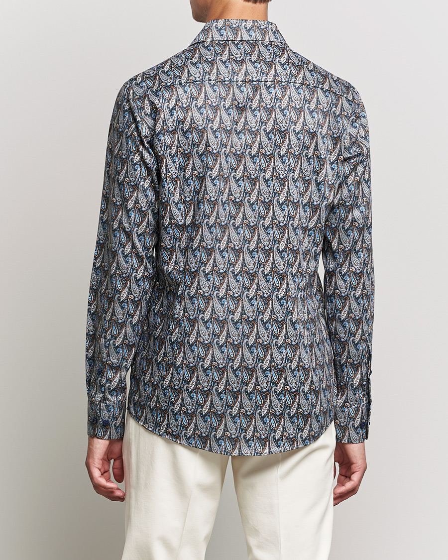 Herr | Skjortor | Eton | Paisley Signature Twill Slim Shirt Navy Blue