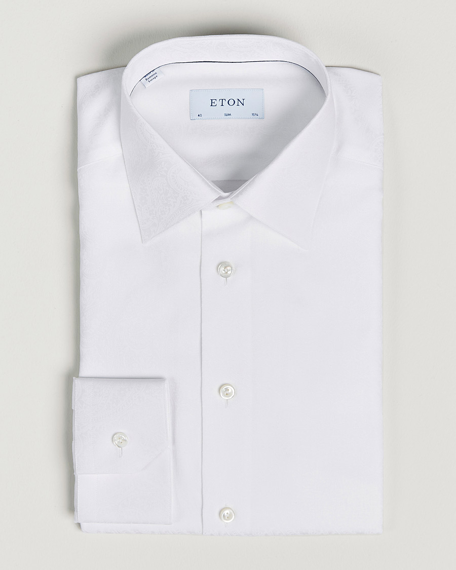 Herr | Skjortor | Eton | Jaquard Paisley Shirt White