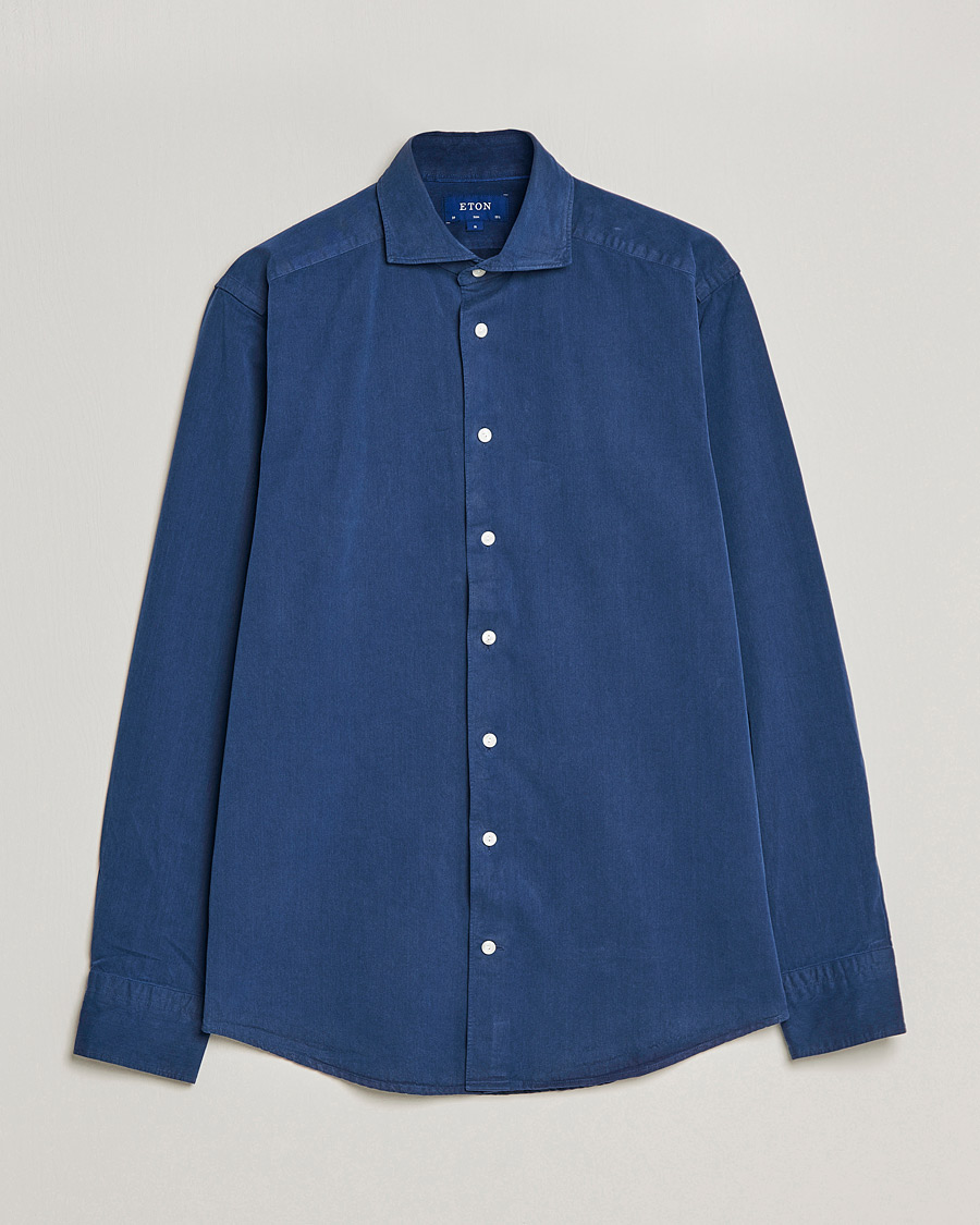 Herr | Skjortor | Eton | Recycled Cotton Denim Shirt Blue