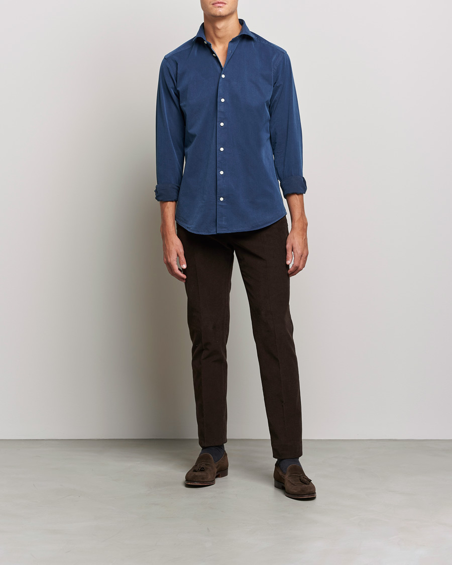 Herr | Casualskjortor | Eton | Recycled Cotton Denim Shirt Blue
