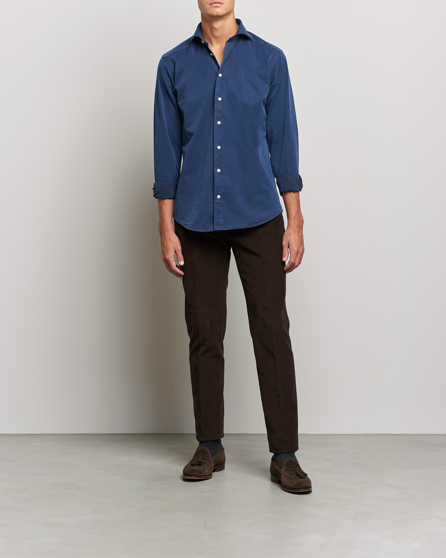 Herr | Skjortor | Eton | Recycled Cotton Denim Shirt Blue