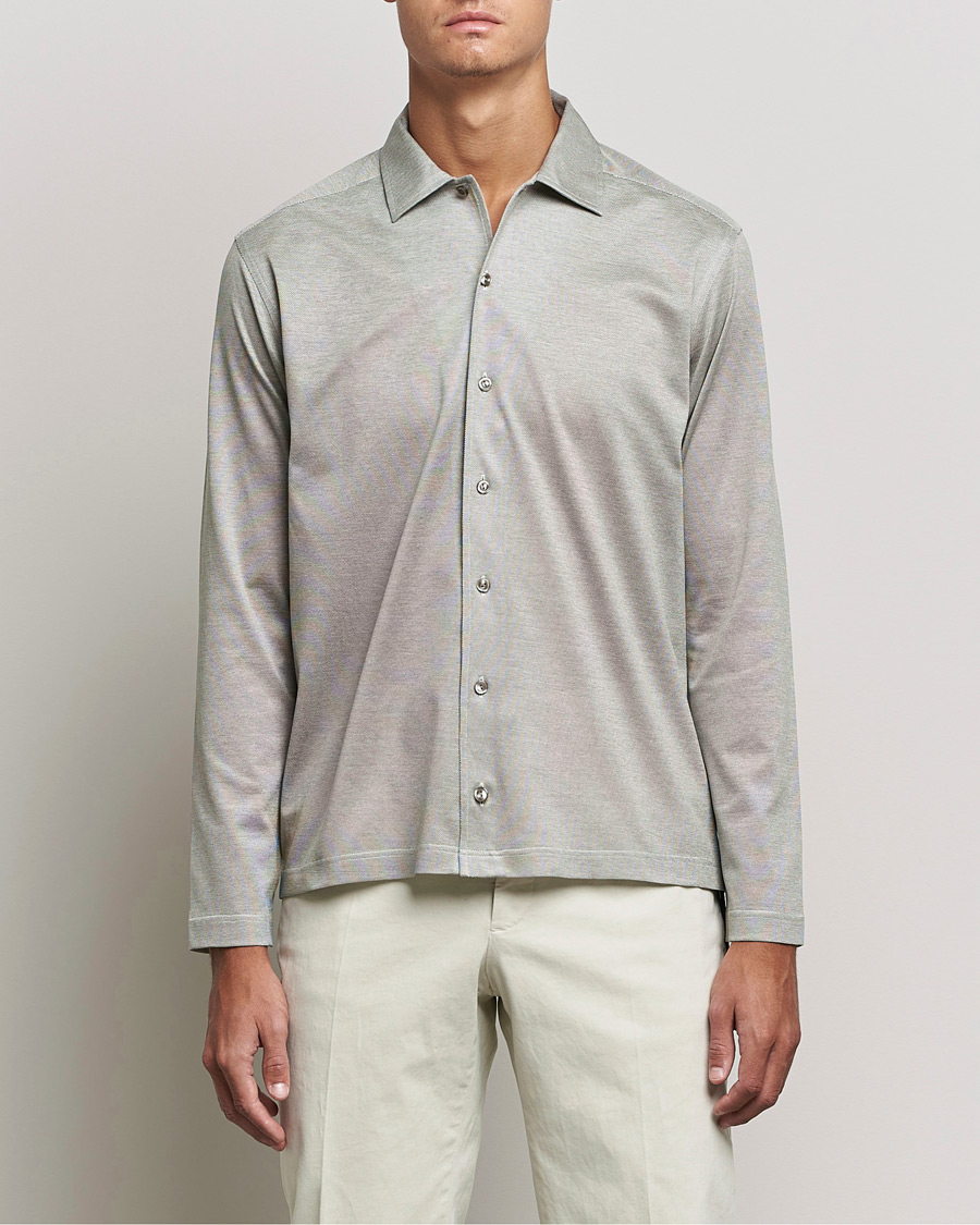 Herr |  | Eton | Oxford Pique Shirt Light Grey
