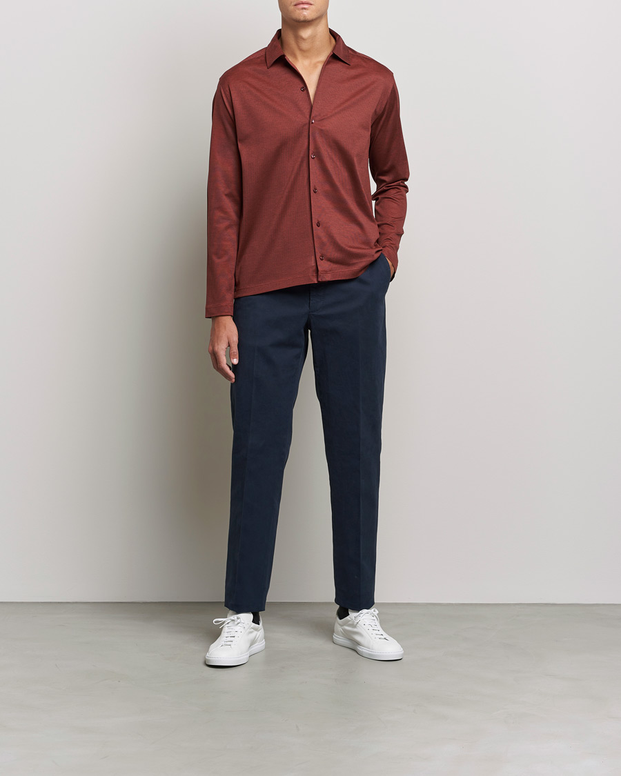Herr | Tröjor | Eton | Oxford Pique Shirt Mid Red