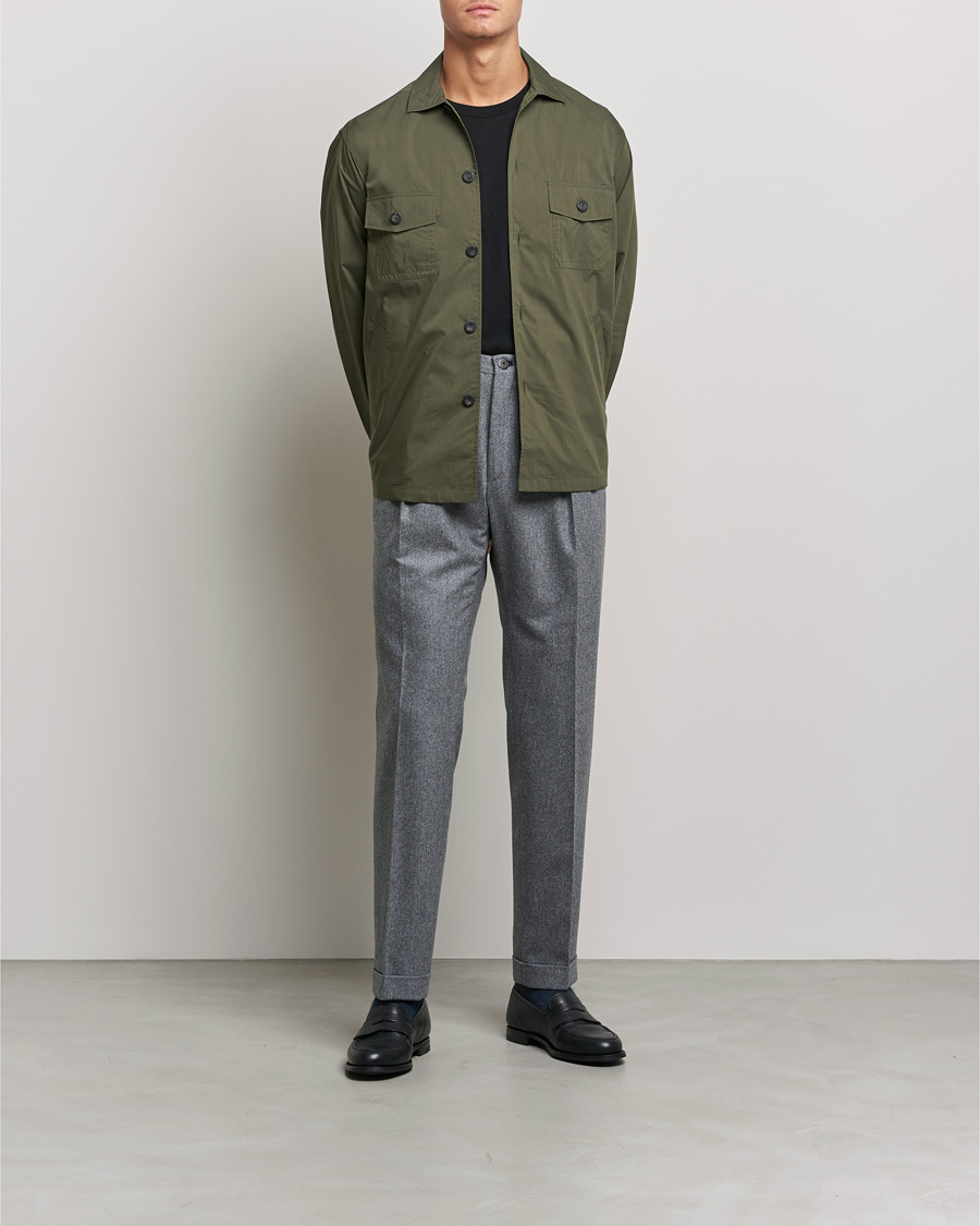 Herr | Skjortjackor | Eton | Cotton Nylon Overshirt Olive