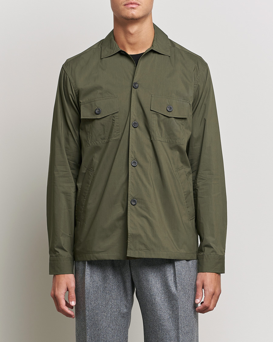 Herr | Skjortor | Eton | Cotton Nylon Overshirt Olive