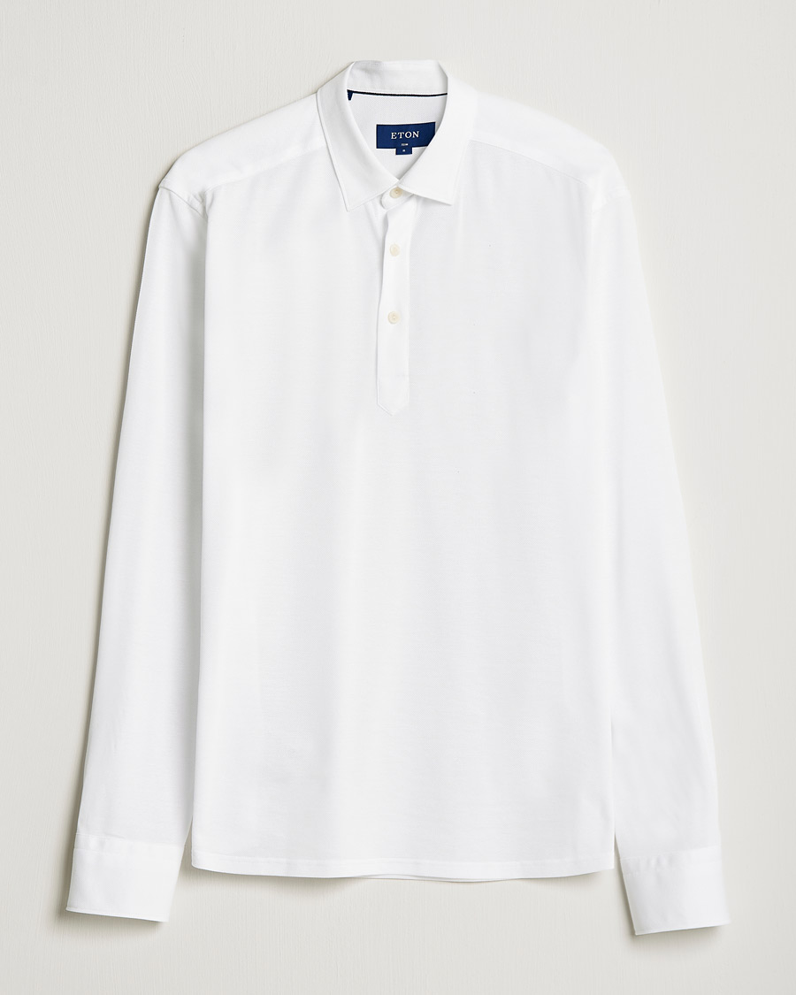 Herr | Tröjor | Eton | Slim Fit Cotton Piqué Popover Shirt White