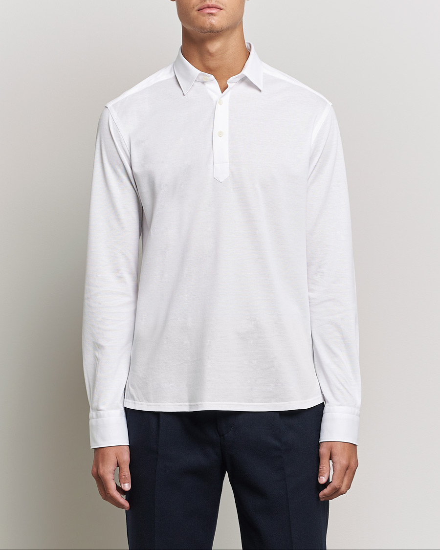Herr | Tröjor | Eton | Slim Fit Cotton Piqué Popover Shirt White