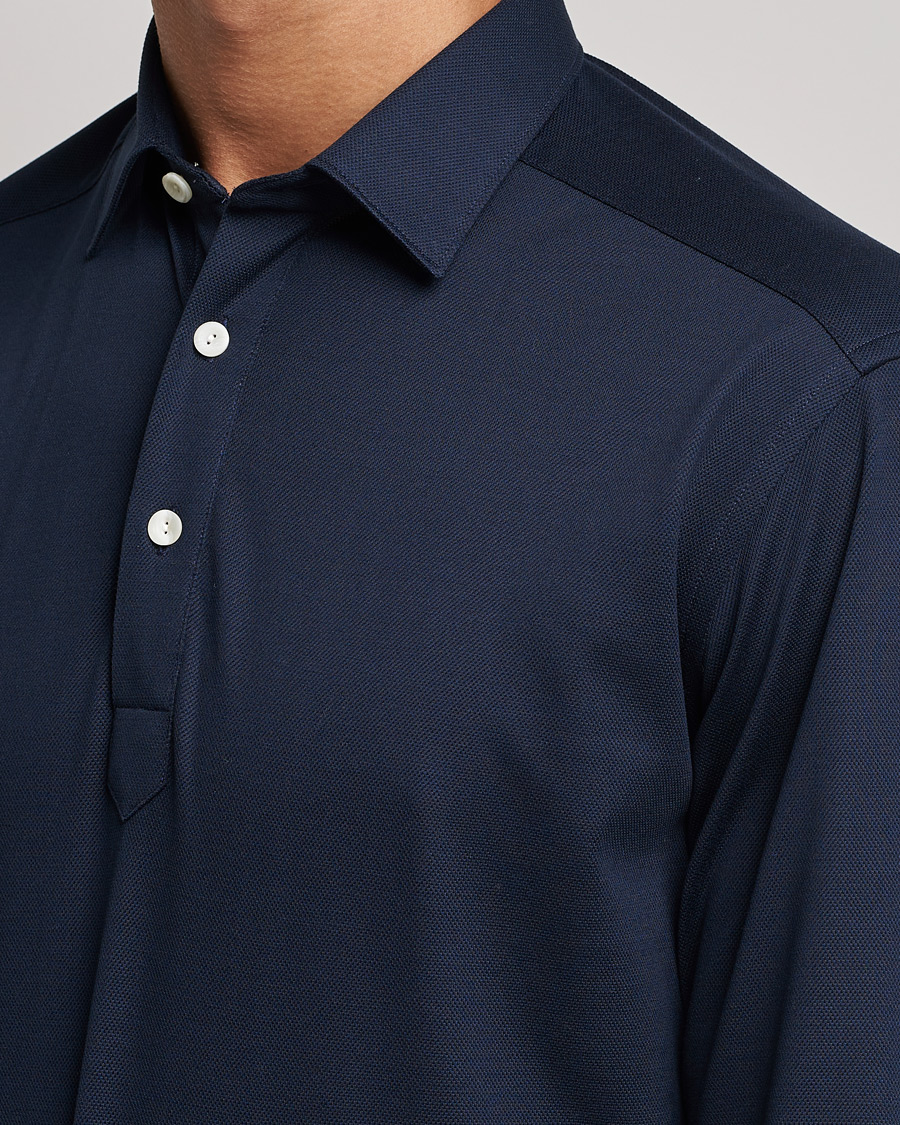 Herr | Tröjor | Eton | Slim Fit Cotton Piqué Popover Shirt Navy