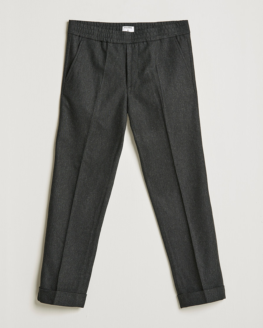 Herr | Byxor | Filippa K | Terry Flannel Trousers Dark Grey Mel