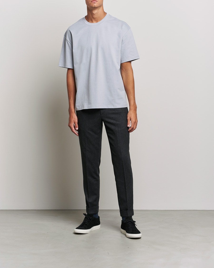Herr | Byxor | Filippa K | Terry Flannel Trousers Dark Grey Mel
