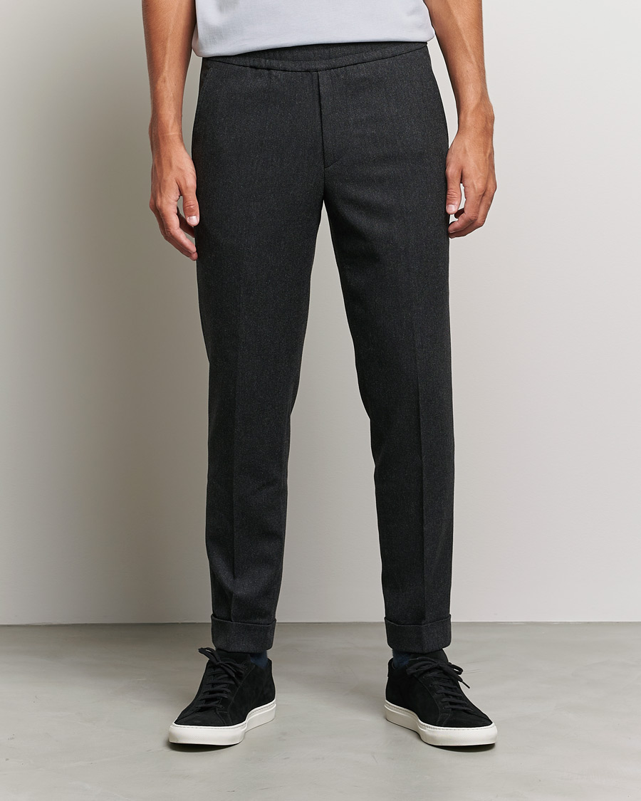 Herr | Byxor | Filippa K | Terry Flannel Trousers Dark Grey Mel