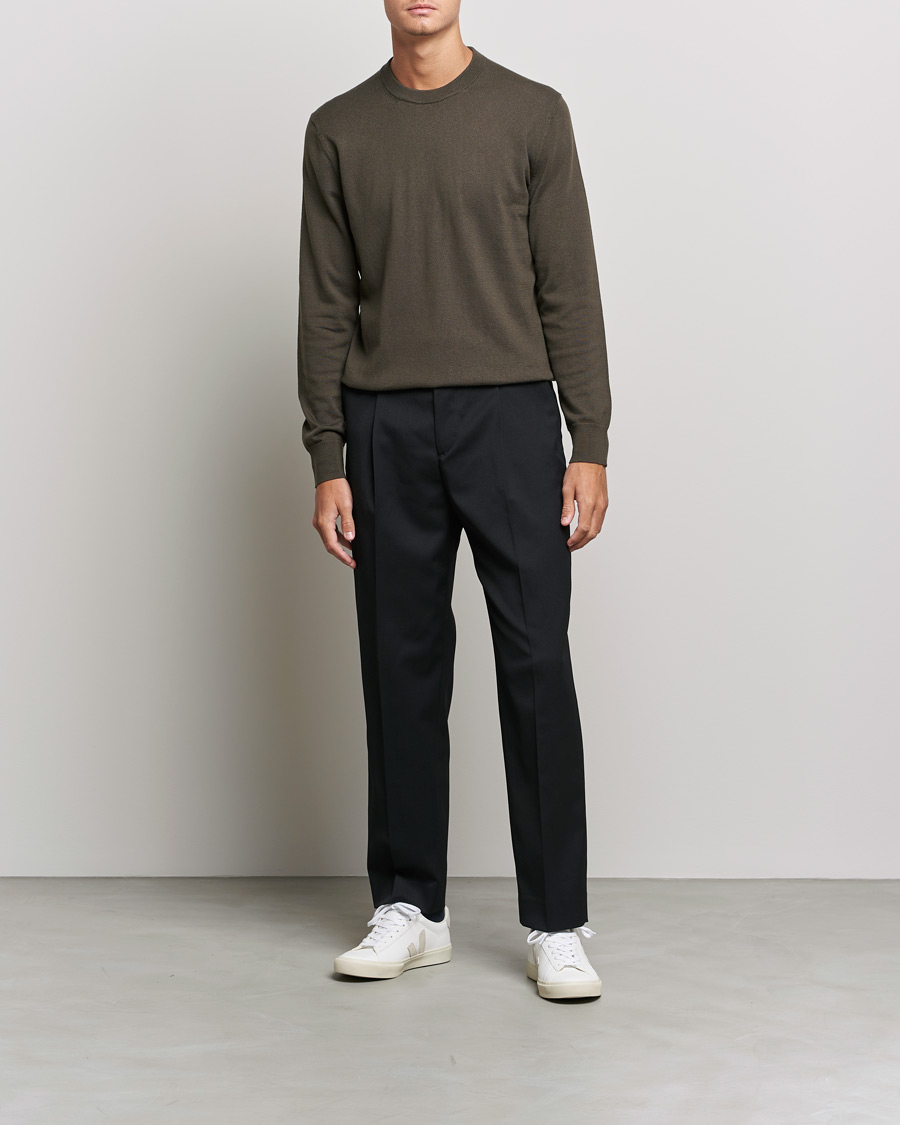 Herr | Tröjor | Filippa K | Cotton Merion Sweater Dark Forest Green
