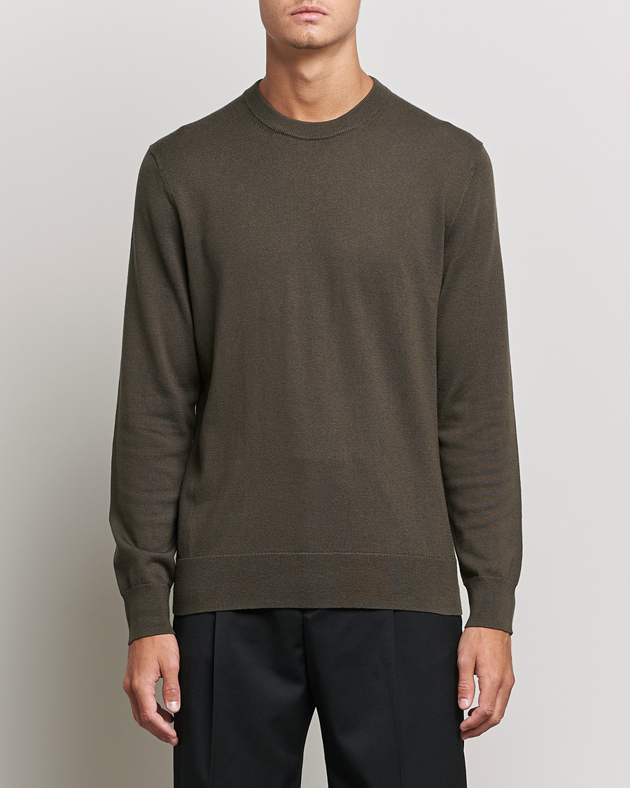 Herr | Pullover rundhals | Filippa K | Cotton Merion Sweater Dark Forest Green