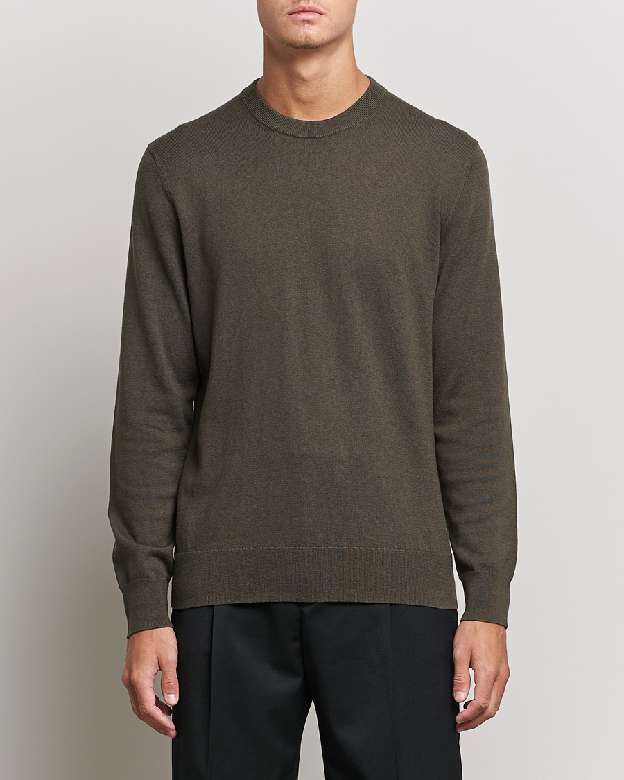 Herr | Tröjor | Filippa K | Cotton Merion Sweater Dark Forest Green
