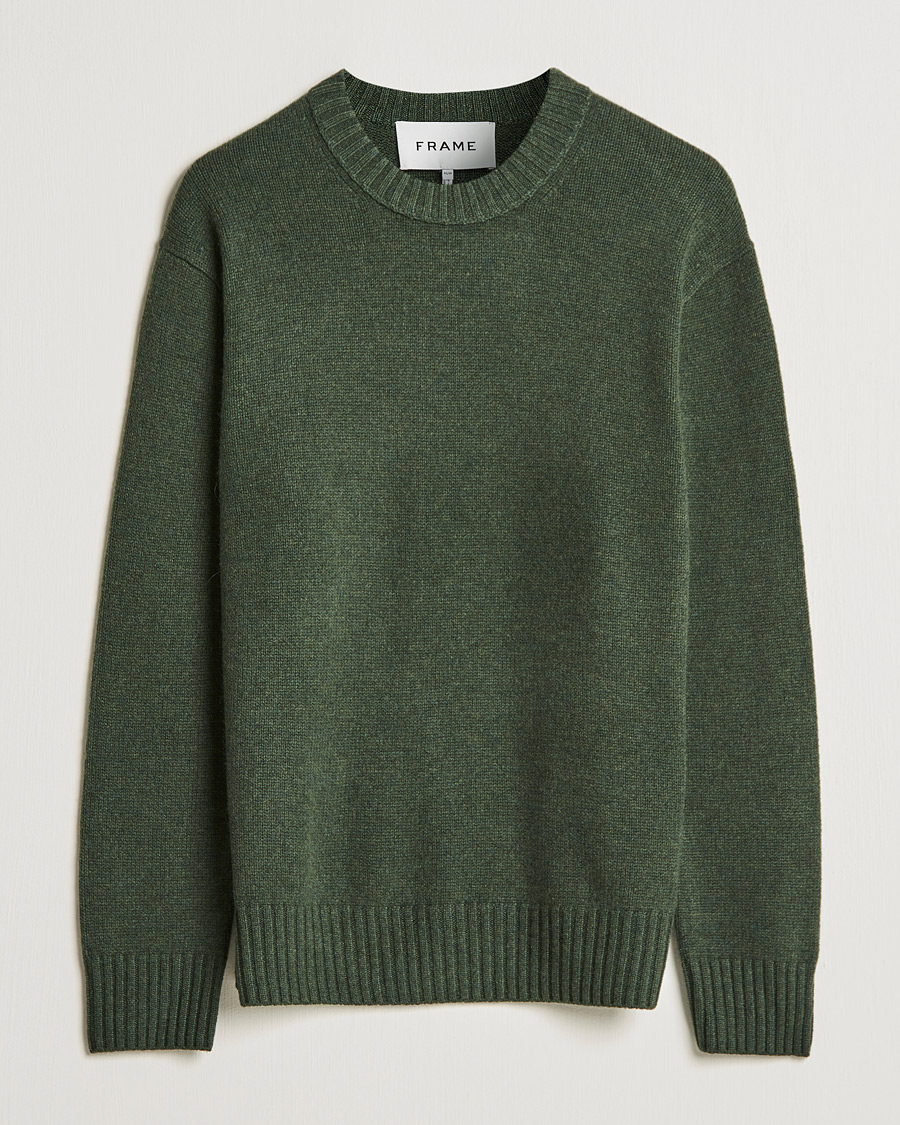 Herr | Tröjor | FRAME | Cashmere Sweater Military Green