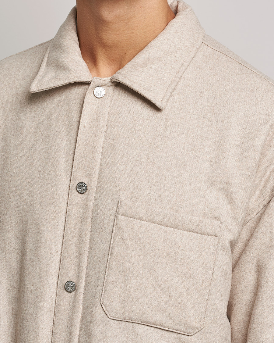 Herr | Skjortor | FRAME | Warm Textured Wool/Cashmere Overshirt Deep Fog