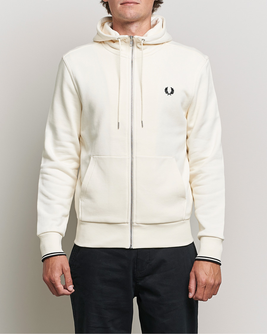 Herr | Tröjor | Fred Perry | Hooded Zip Sweatshirt Ecru