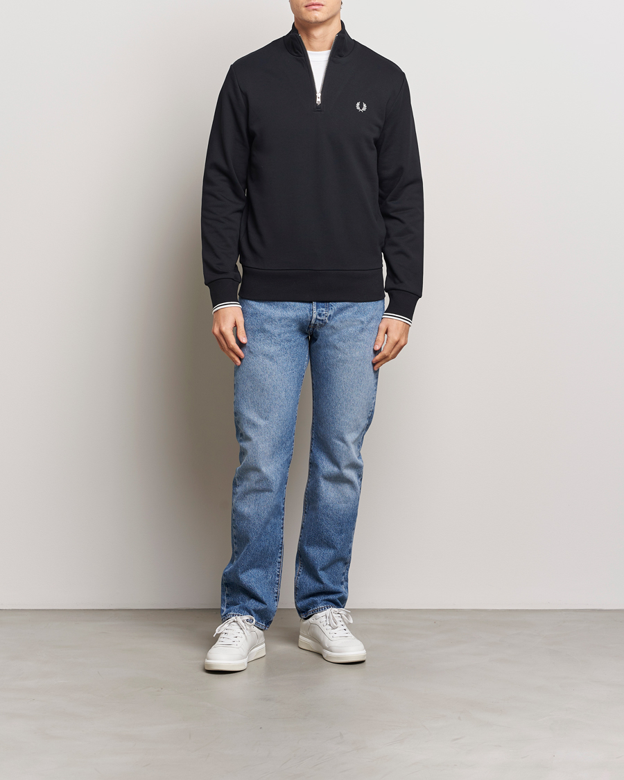 Herr | Tröjor | Fred Perry | Half Zip Sweatshirt Black