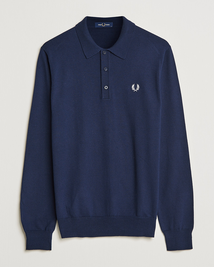 Herr | Tröjor | Fred Perry | Long Sleeve Knitted Shirt Navy