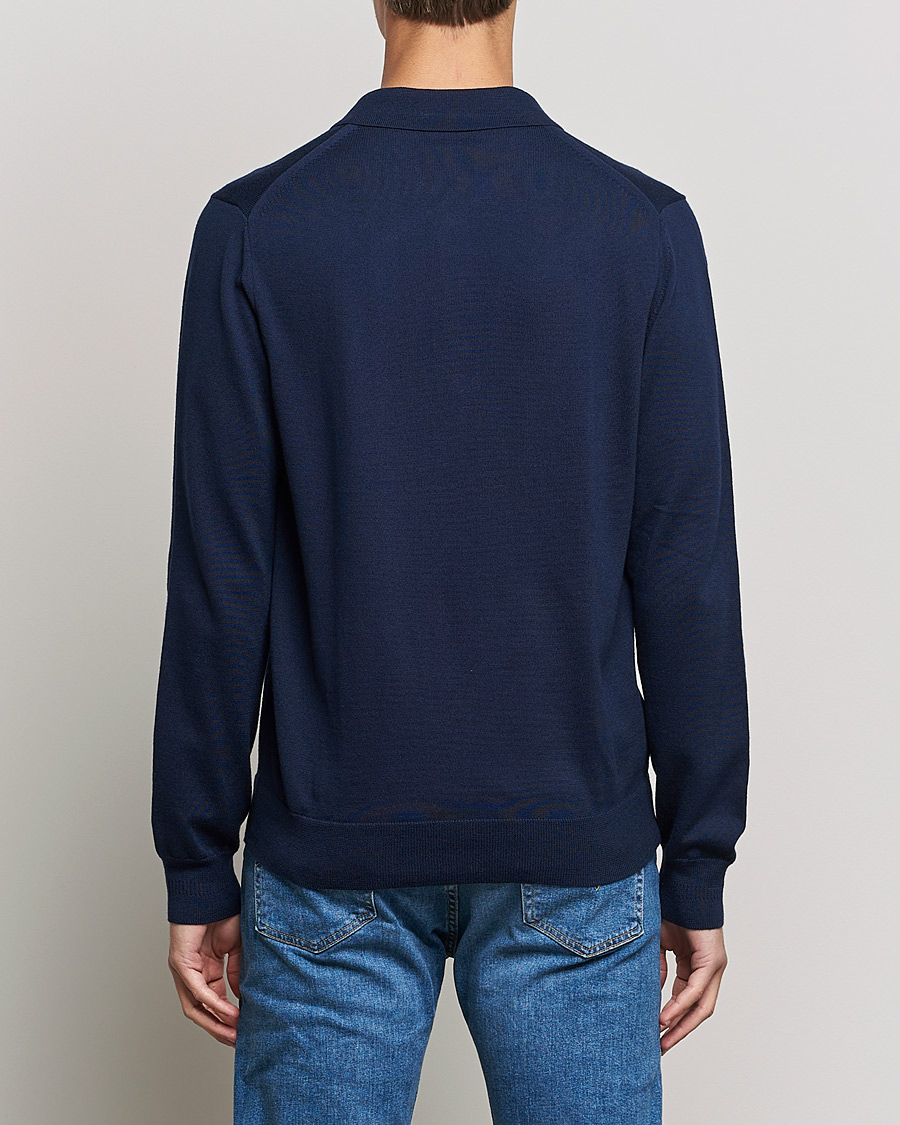 Herr | Tröjor | Fred Perry | Long Sleeve Knitted Shirt Navy