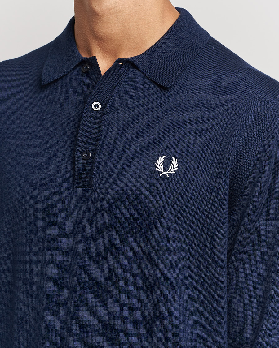 Herr | Tröjor | Fred Perry | Long Sleeve Knitted Shirt Navy