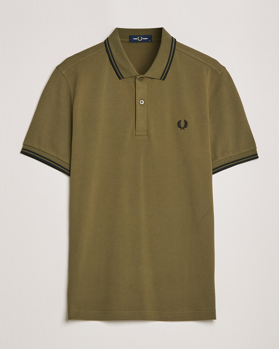 Herr | Pikéer | Fred Perry | Twin Tipped Shirt Uniform Green