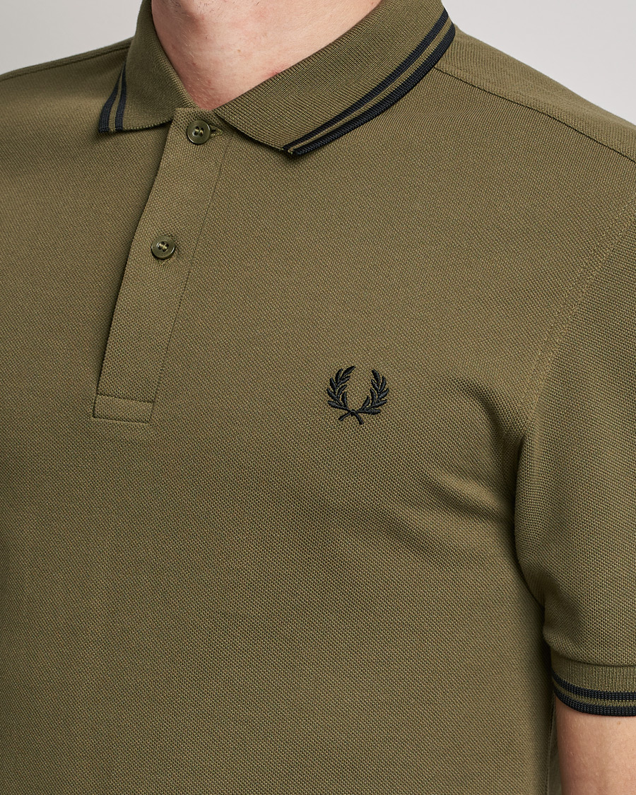 Herr | Pikéer | Fred Perry | Twin Tipped Shirt Uniform Green