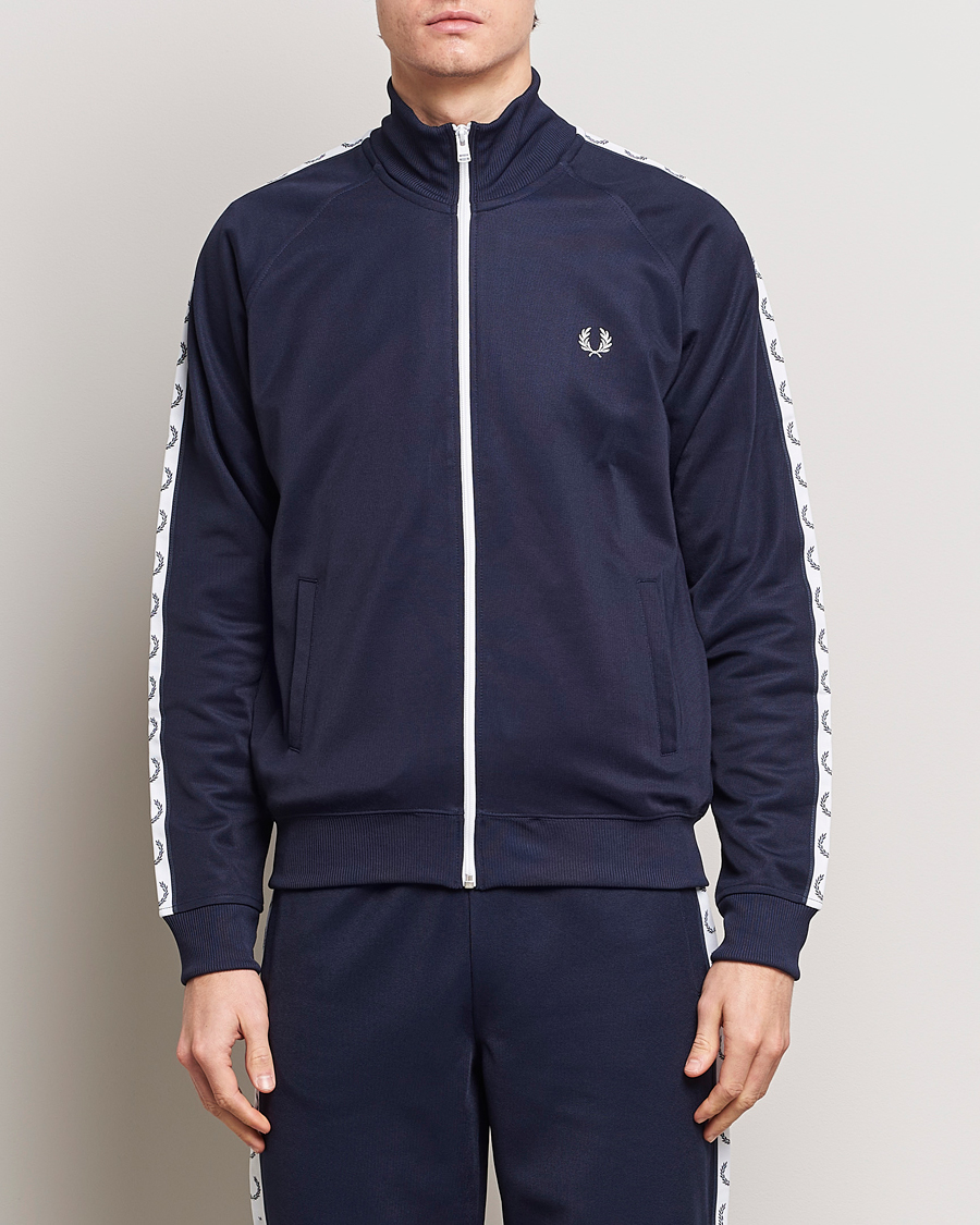 Herr | Tröjor | Fred Perry | Taped Track Jacket Carbon blue