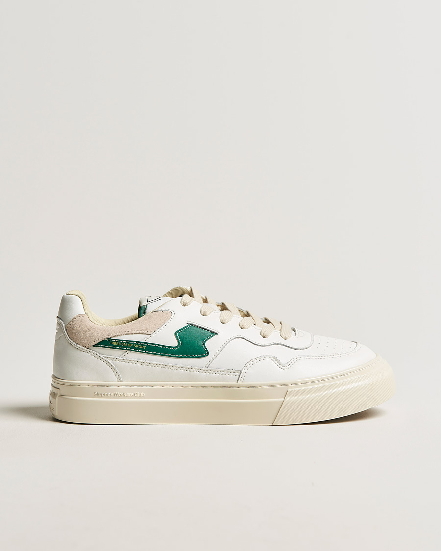 Herr | Stepney Workers Club Pearl S-Strike Leather Sneaker White Green | Stepney Workers Club | Pearl S-Strike Leather Sneaker White Green