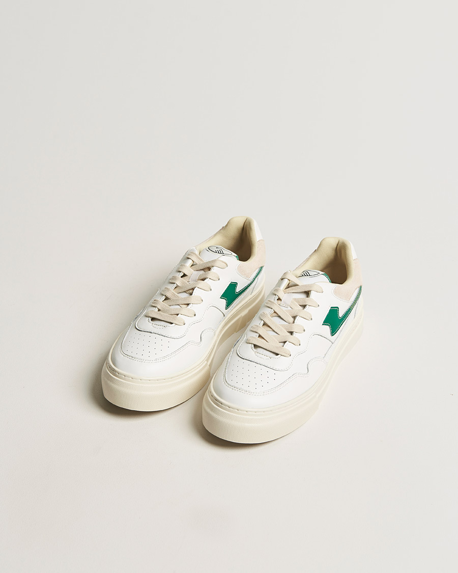 Herr | Stepney Workers Club Pearl S-Strike Leather Sneaker White Green | Stepney Workers Club | Pearl S-Strike Leather Sneaker White Green