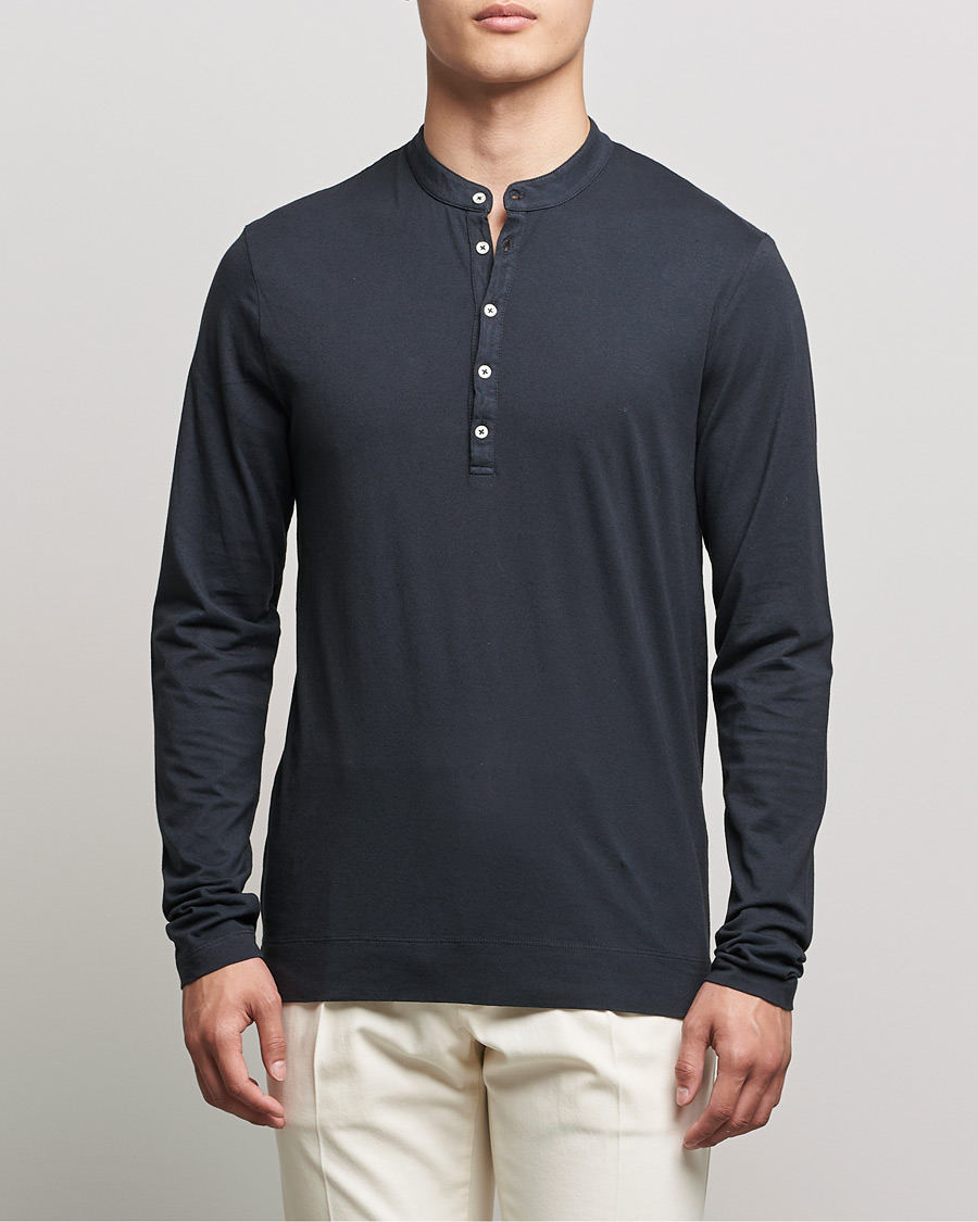 Herr | Tröjor | Massimo Alba | Hawai Cotton/Cashmere Henley Washed Black