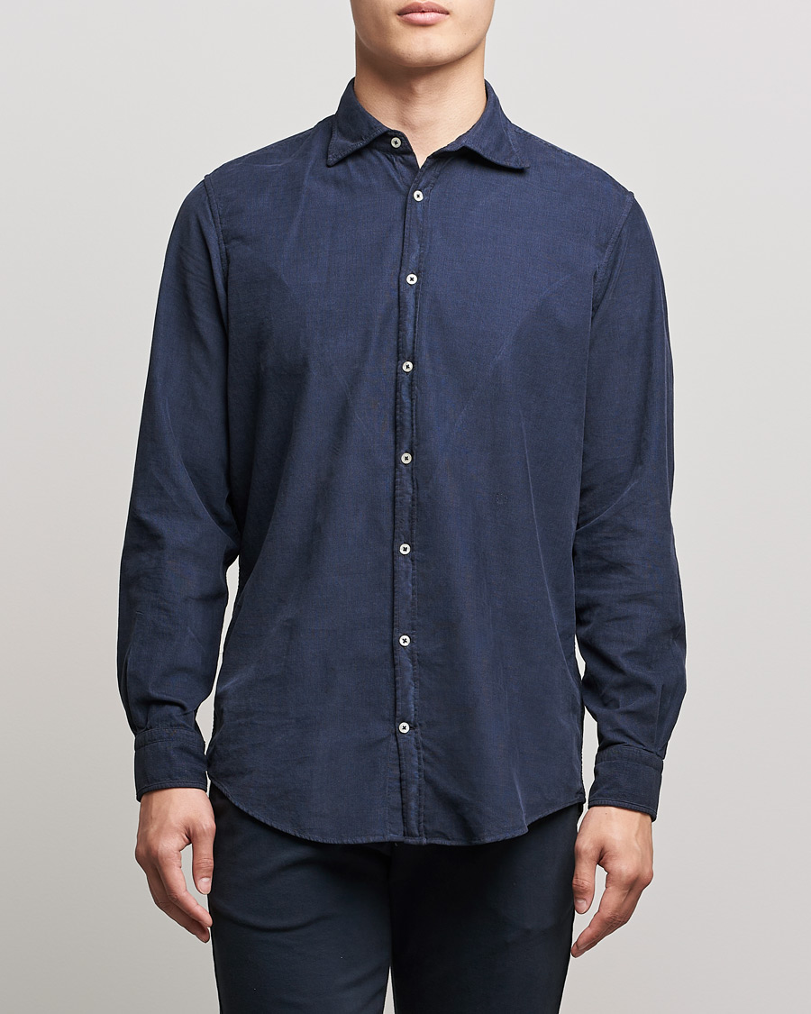 Herr | Skjortor | Massimo Alba | Genova Watercolor Shirt Navy