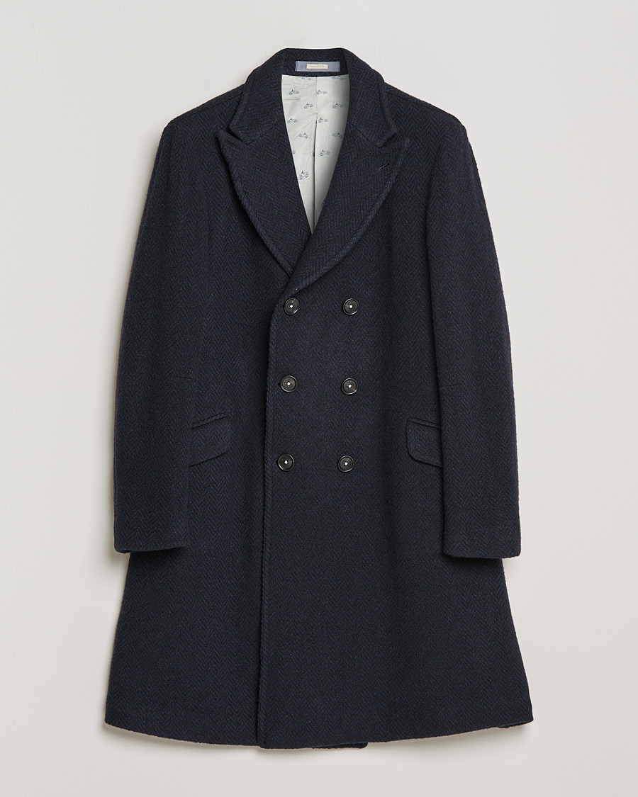 Herr | Jackor | Massimo Alba | Oversize Wool Herringbone Coat Dark Navy