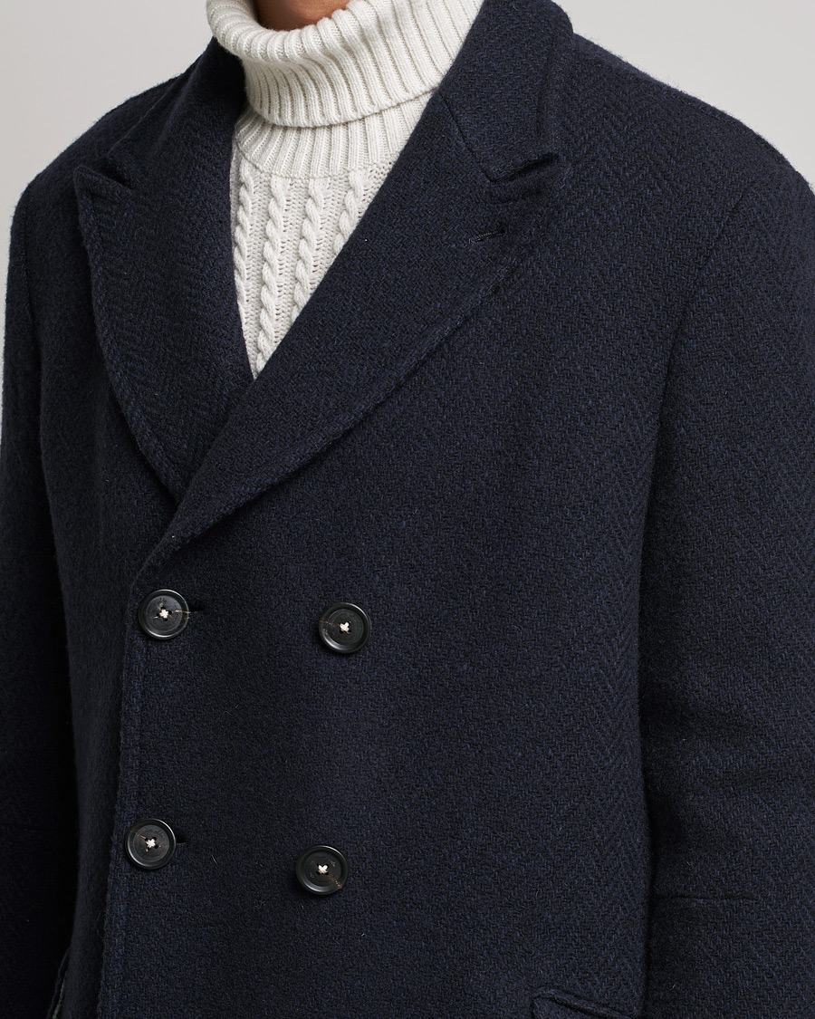 Herr | Jackor | Massimo Alba | Oversize Wool Herringbone Coat Dark Navy