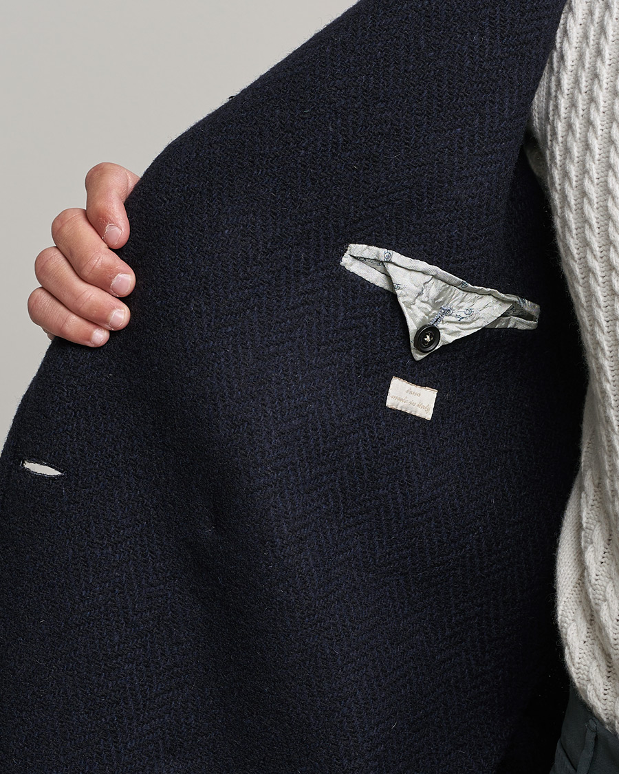Herr | Jackor | Massimo Alba | Oversize Wool Herringbone Coat Dark Navy