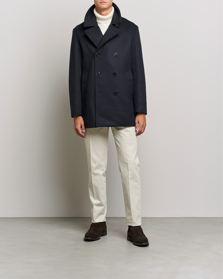 Herr | Jackor | Mackintosh | Dalton Wool/Cashmere Peacoat Navy