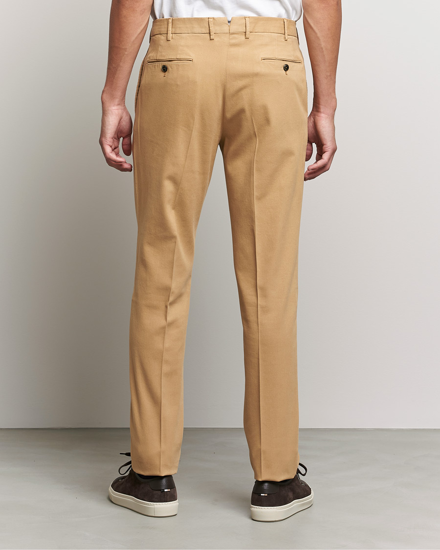 Herr | Byxor | PT01 | Slim Fit Pleated Cotton Stretch Chinos Khaki